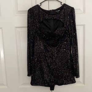 Fashion nova Black sequin short romper xl